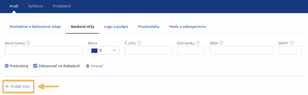 Pridať účet
